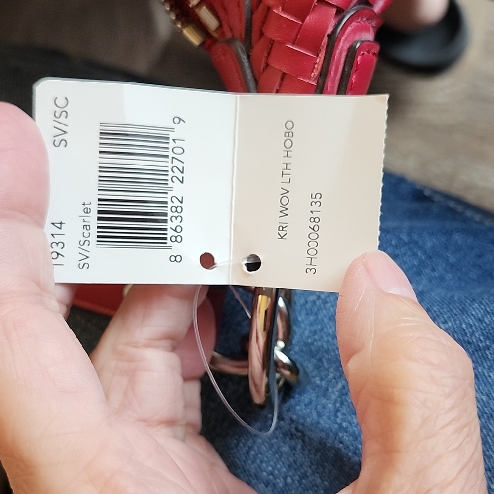 SOLD COACH New Scarlet Kristin Woven Leather Hobo & Wrislet $180 - Picture 10 of 15